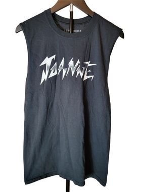 Black Graphic Sleeveless Muscle Tank Top - Lady Gaga - Joanne - Size Medium